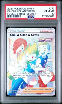 2021 Pokemon Sword Shield Fusion Strike Chili & Cilan & Cress PSA 10 Gem Mint - Image 1