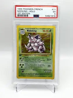 Pokemon Base Set French 11 Nidoking Holo 1st Edition PSA 5 - Image 1