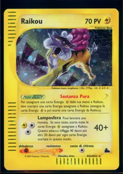 Pokemon SKYRIDGE - #H26/H32 Raikou - Holo - ITALIANO - Heavily Played - Image 1