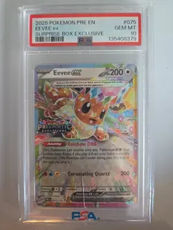 Pokemon TCG Prismatic Evolutions Surprise Box #075 Eevee ex PSA 10 Stamped - Image 1