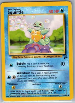 Squirtle 93/130 Non Holo Base Set 2 - Pokemon Card - NM - Image 1