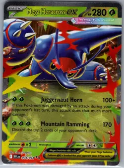 Mega Heracross ex 004/094 ME02: Phantasmal Flames - Pokemon Card - NM - Image 1