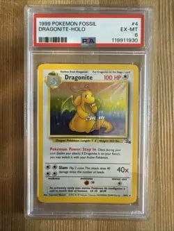 Dragonite 4/62 - Pokemon TCG Fossil Unlimited Holo Rare Card WOTC - PSA 6 - Image 1