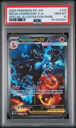 2025 POKEMON PFL EN-PHANTASMAL FLAMES #125 MEGA CHARIZARD X EX PSA 10 - Image 1