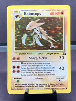 Pokemon TCG Kabutops 9/62 Fossil Holo Rare Unlimited VTG WOTC 1999 LP+ - Image 1