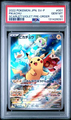 2022 POKEMON JAPANESE SV PROMO SCARLET & VIOLET PRE-ORDER #001 PIKACHU PSA 10 - Image 1