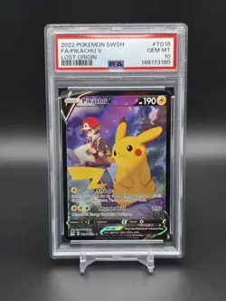 2022 POKEMON SWORD & SHIELD LOST ORIGIN #TG16 FULL ART/PIKACHU V PSA 10 - Image 1