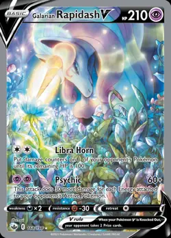 Pokemon Galarian Rapidash V (168/238) Chilling Reign LP HOLO - Image 1