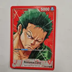One Piece Roronoa Zoro OP01-001 Leader Card 5000 Power One Piece CCG Card Stock - Image 1