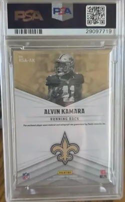 2017 Panini XR - Rookie Swatch Autographs Alvin Kamara RPA /199 PSA 10 - Image 3
