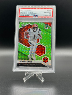 2021 Mosaic Green Fluorescent Rookie Ja'MARR Chase /10 psa 10 Bengals - Image 1