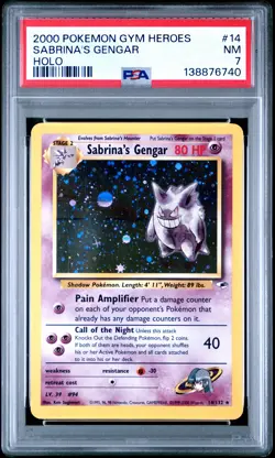 2000 POKEMON GYM HEROES HOLO #14 SABRINA'S GENGAR PSA 7 - Image 1