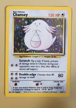 1999 Pokemon Base Set Chansey Holo - see video of Holo & Card - Image 1
