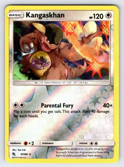 Kangaskhan 47/68 2019 SM Hidden Fates Pokemon Card TCG Reverse Holo Rare - Nm - Image 1