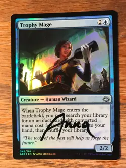Magic the Gathering MTG foil Trophy Mage Aether Revolt signed NM - Image 1