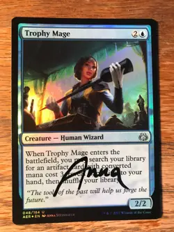 Magic the Gathering MTG foil Trophy Mage Aether Revolt signed NM - Image 2