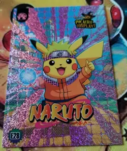 Pikachu Cosplay! NARUTO E28 Box Hit Pink Holo Foil Pokemon - Image 2