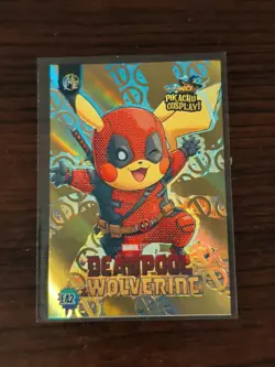 Deadpool & Wolverine (Pikachu) #E42 GOLD Holo Box Hit Pikachu Cosplay Pokemon - Image 1