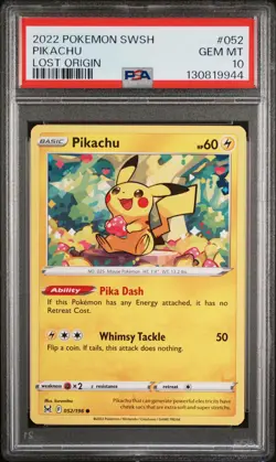 2022 POKEMON SWORD & SHIELD LOST ORIGIN #052 PIKACHU PSA 10 - Image 1
