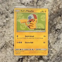 Pokemon Ash's Pikachu SM112 Promo Regular 70 HP Quick Attack Electro Ball - Image 1