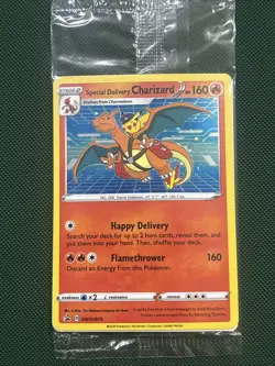 2022 Pokemon SWSH Black Star Promo #075 Special Delivery Charizard Holo Sealed - Image 1