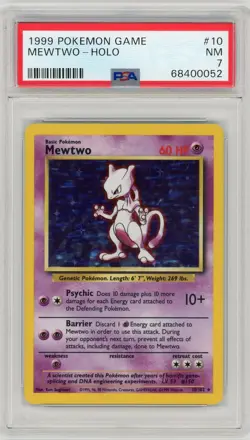1999 POKEMON GAME #10 MEWTWO-HOLO PSA 7 REGRADE POTENTIALU - Image 1