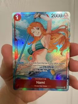 One Piece OP01 Romance Dawn Nami Rare Pre-Errata OP01-016 Alt Alpha " Reveal 1 " - Image 1