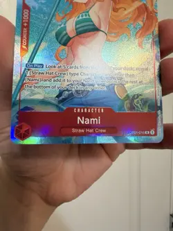 One Piece OP01 Romance Dawn Nami Rare Pre-Errata OP01-016 Alt Alpha " Reveal 1 " - Image 3