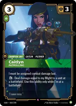 CAITLYN - PATROLLING 068/298 FOIL - RIFTBOUND ORIGINS OGN - ENGLISH CARD - NM1 - Image 1