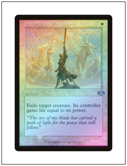 1x Swords to Plowshares, Retro Frame Foil, Dominaria Remastered Magic MTG NM - Image 1