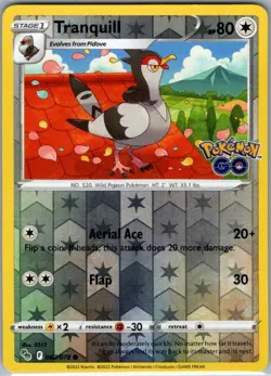 Tranquill 062/078 - Pokemon GO Reverse Holo Common - Image 1