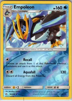 Empoleon 56/236 - 2019 Pokemon TCG Cosmic Eclipse Reverse Holo Rare - Image 1