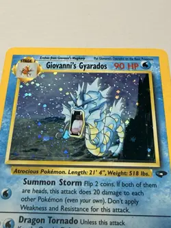 1999 Pokemon Giovanni's Gyarados 5/132 Gym Challenge Holo W/ Swirl LP-NM - Image 4