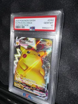 Pokemon Pikachu VMAX 044/185 Swsh04: Vivid Voltage Ultra Rare Holo PSA 10 2020 - Image 1