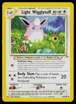 Pokemon Neo Destiny 54/105 Light Wigglytuff Pokemon Card - Image 1