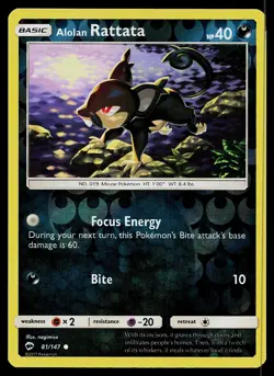 Pokemon Card Burning Shadows Alolan Rattata 81/147 Common Reverse Holo - Image 1