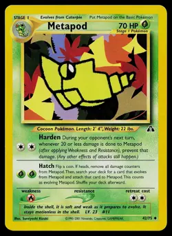 Pokemon Card Neo Discovery Metapod 42/75 Uncommon - Image 1