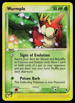 Pokemon Card Ruby & Sapphire Wurmple 78/109 Common - Image 1