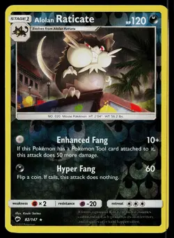 Pokemon Card Burning Shadows Alolan Raticate 82/147 Rare Reverse Holo - Image 1
