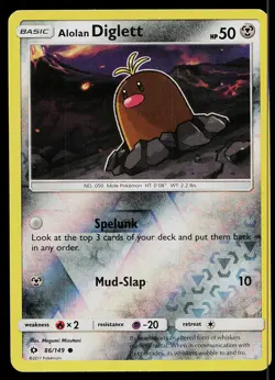Pokemon Card SM Base Set Alolan Diglett 86/149 Common Reverse Holo - Image 1