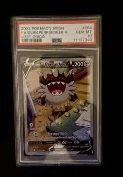 GALARIAN PERRSERKER V 2022 Pokemon 184 PSA 10 GEM-MINT Lost Origin FULL ART - Image 1
