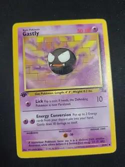 [LP-] Gastly 1st Edition 33/63 Fossil Pokemon Vintage Card - Image 1