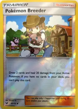 Pokemon Breeder 63/73 UC Shining Legends Pokemon Reverse Holo LP - Image 2