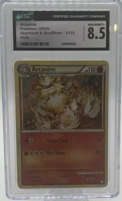 CGC 8.5 Arcanine 2010 HeartGold & SoulSilver 1/123 Holo Pokemon Card - Image 1
