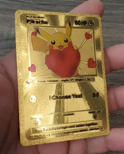 I Choose You! Pikachu Gold Foil Fan Art Vinyl Textured Collector Pokemon Card - Image 3