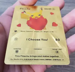 I Choose You! Pikachu Gold Foil Fan Art Vinyl Textured Collector Pokemon Card - Image 5