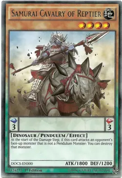 Samurai Cavalry of Reptier DOCS-EN000 Silver Rare Yu-Gi-Oh Card 1st Edition New - Image 1