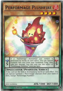 Performage Plushfire DOCS-EN016 Common Yu-Gi-Oh Card 1st Edition New - Image 1
