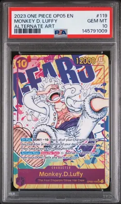 🔥🚀 2023 One Piece TCG Monkey D. Luffy Alternative Art Card PSA 10 OP05-119 - Image 1