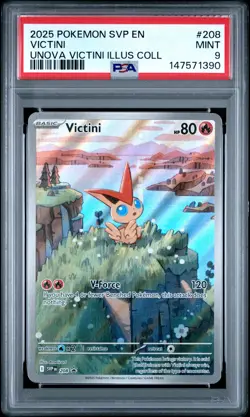2025 Pokemon SVP EN-SV BLACK STAR PROMO #208 VICTINI - PSA MINT 9 - Image 1